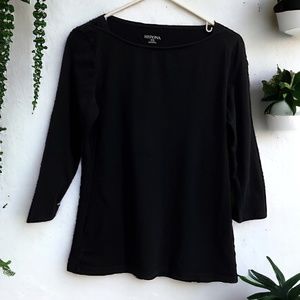 **3/$25**  Merona Black 3/4 Sleeve Boatneck Tee - M